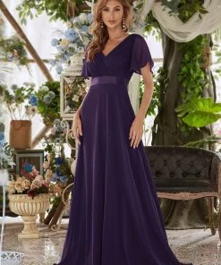 Ever-Pretty US Flutter Sleeves Empire Waist Long Chiffon Evening Dress SHOP BY OCCASION 63 Ever-Pretty US Flutter Sleeves Empire Waist Long Chiffon Evening Dress SHOP BY OCCASION