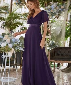 Ever-Pretty US Flutter Sleeves Empire Waist Long Chiffon Evening Dress SHOP BY OCCASION 66 Ever-Pretty US Flutter Sleeves Empire Waist Long Chiffon Evening Dress SHOP BY OCCASION