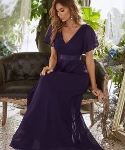 Ever-Pretty US Flutter Sleeves Empire Waist Long Chiffon Evening Dress SHOP BY OCCASION 67 Ever-Pretty US Flutter Sleeves Empire Waist Long Chiffon Evening Dress SHOP BY OCCASION