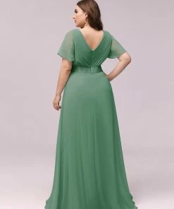 Ever-Pretty US Evening Dresses & Gowns Plus Size Empire Waist V Back Evening Dress With Short Sleeves