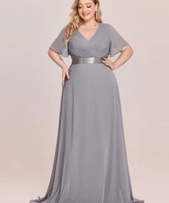 Ever-Pretty US White Dresses Custom Size Flutter Sleeves Chiffon Empire Waist Bridesmaid Dress 138 Ever-Pretty US White Dresses Custom Size Flutter Sleeves Chiffon Empire Waist Bridesmaid Dress