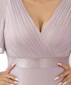 Ever-Pretty US Evening Dresses & Gowns Plus Size Empire Waist V Back Evening Dress With Short Sleeves