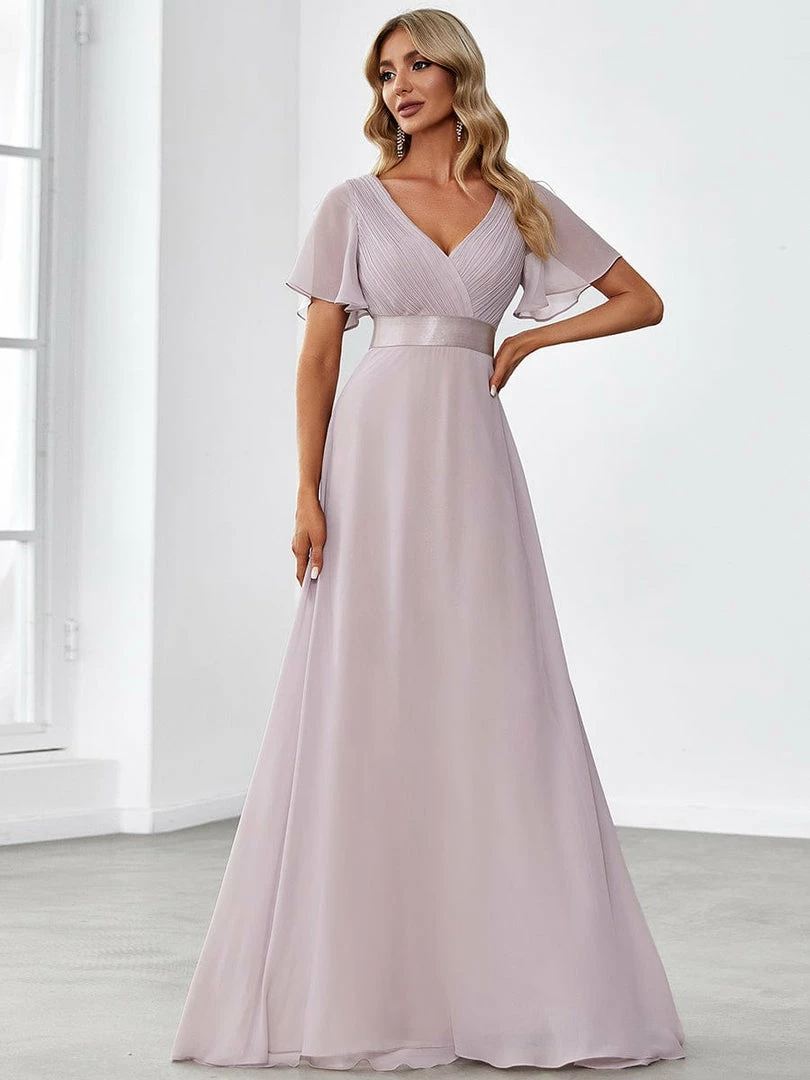 Ever-Pretty US Flutter Sleeves Empire Waist Long Chiffon Evening Dress SHOP BY OCCASION 48 Ever-Pretty US Flutter Sleeves Empire Waist Long Chiffon Evening Dress SHOP BY OCCASION