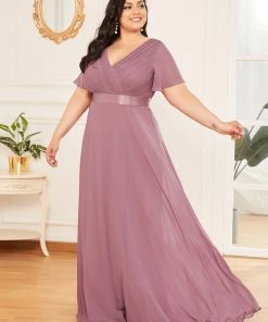 Ever-Pretty US White Dresses Custom Size Flutter Sleeves Chiffon Empire Waist Bridesmaid Dress 96 Ever-Pretty US White Dresses Custom Size Flutter Sleeves Chiffon Empire Waist Bridesmaid Dress