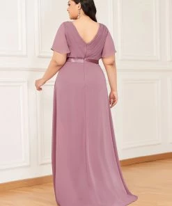 Ever-Pretty US White Dresses Custom Size Flutter Sleeves Chiffon Empire Waist Bridesmaid Dress 95 Ever-Pretty US White Dresses Custom Size Flutter Sleeves Chiffon Empire Waist Bridesmaid Dress