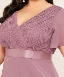 Ever-Pretty US Evening Dresses & Gowns Plus Size Empire Waist V Back Evening Dress With Short Sleeves
