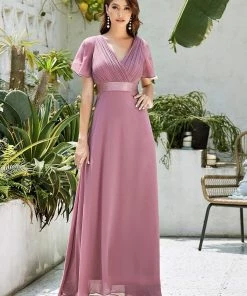 Ever-Pretty US Long Empire Waist Evening Dress With Short Flutter Sleeves Evening Dresses & Gowns 71 Ever-Pretty US Long Empire Waist Evening Dress With Short Flutter Sleeves Evening Dresses & Gowns