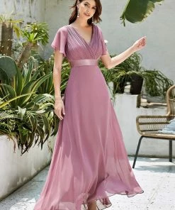 Ever-Pretty US Long Empire Waist Evening Dress With Short Flutter Sleeves Evening Dresses & Gowns 74 Ever-Pretty US Long Empire Waist Evening Dress With Short Flutter Sleeves Evening Dresses & Gowns