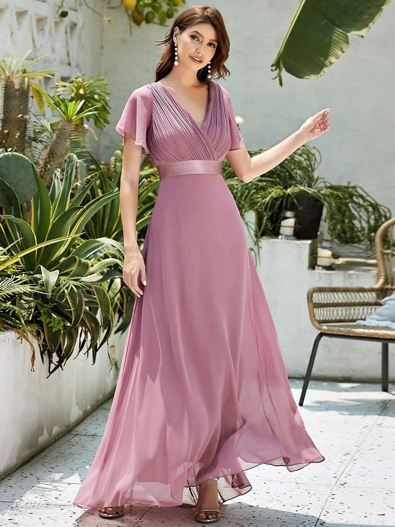 Ever-Pretty US Long Empire Waist Evening Dress With Short Flutter Sleeves Evening Dresses & Gowns 12 Ever-Pretty US Long Empire Waist Evening Dress With Short Flutter Sleeves Evening Dresses & Gowns
