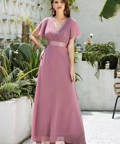 Ever-Pretty US Long Empire Waist Evening Dress With Short Flutter Sleeves Evening Dresses & Gowns 75 Ever-Pretty US Long Empire Waist Evening Dress With Short Flutter Sleeves Evening Dresses & Gowns