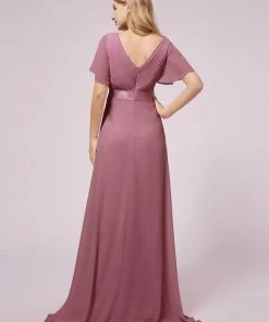 Ever-Pretty US Empire Bodice Pleated Maxi Bump Friendly Dress With Sleeves SHOP BY OCCASION