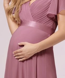 Ever-Pretty US Empire Bodice Pleated Maxi Bump Friendly Dress With Sleeves SHOP BY OCCASION