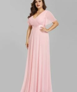 Ever-Pretty US Evening Dresses & Gowns Plus Size Empire Waist V Back Evening Dress With Short Sleeves