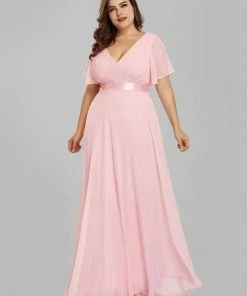 Ever-Pretty US Evening Dresses & Gowns Plus Size Empire Waist V Back Evening Dress With Short Sleeves