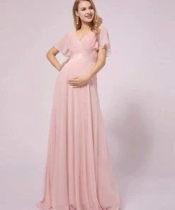 Ever-Pretty US Empire Bodice Pleated Maxi Bump Friendly Dress With Sleeves SHOP BY OCCASION