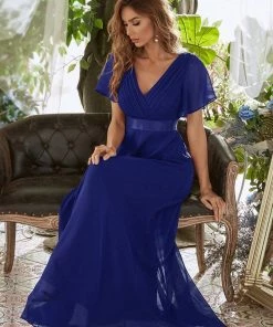 Ever-Pretty US Long Empire Waist Evening Dress With Short Flutter Sleeves Evening Dresses & Gowns 100 Ever-Pretty US Long Empire Waist Evening Dress With Short Flutter Sleeves Evening Dresses & Gowns
