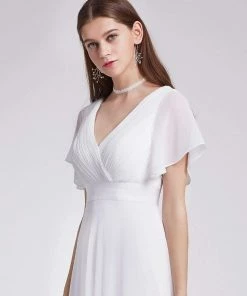 Ever-Pretty US Long Chiffon Empire Waist Bridesmaid Dress With Short Flutter Sleeves Evening Dresses & Gowns