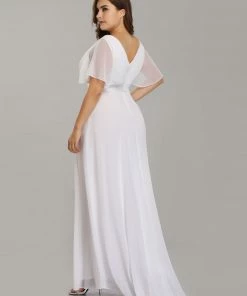 Ever-Pretty US White Dresses Custom Size Flutter Sleeves Chiffon Empire Waist Bridesmaid Dress 87 Ever-Pretty US White Dresses Custom Size Flutter Sleeves Chiffon Empire Waist Bridesmaid Dress