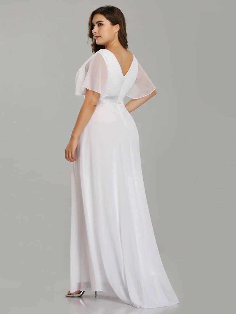 Ever-Pretty US White Dresses Custom Size Flutter Sleeves Chiffon Empire Waist Bridesmaid Dress 7 Ever-Pretty US White Dresses Custom Size Flutter Sleeves Chiffon Empire Waist Bridesmaid Dress