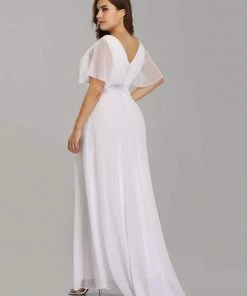 Ever-Pretty US Long Chiffon Empire Waist Bridesmaid Dress With Short Flutter Sleeves Evening Dresses & Gowns