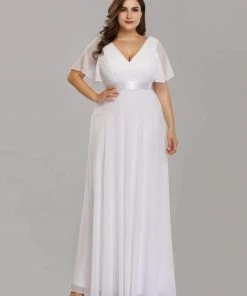Ever-Pretty US Long Chiffon Empire Waist Bridesmaid Dress With Short Flutter Sleeves Evening Dresses & Gowns