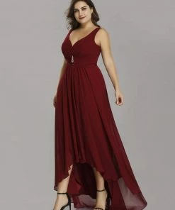 Ever-Pretty US Plus Size Chiffon Formal V-Neck High-Low Cocktail Dress