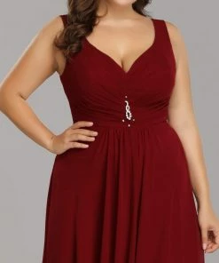 Ever-Pretty US Plus Size Chiffon Formal V-Neck High-Low Cocktail Dress