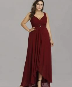 Ever-Pretty US Plus Size Chiffon Formal V-Neck High-Low Cocktail Dress