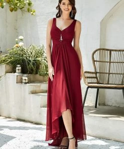 Ever-Pretty US V-Neck High-Low Chiffon Evening Party Dress