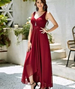 Ever-Pretty US Custom Size V-Neck High-Low Chiffon Evening Party Dress Summer Dresses 2022