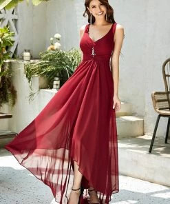 Ever-Pretty US V-Neck High-Low Chiffon Evening Party Dress
