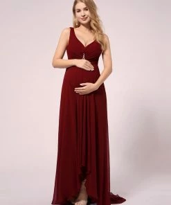 Ever-Pretty US SHOP BY OCCASION Double V-neck Asymmetrical Simple Maternity Dress