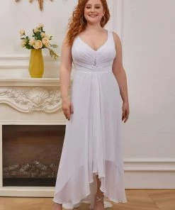 Ever-Pretty US Plus Size Chiffon Formal V-Neck High-Low Cocktail Dress