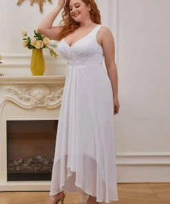 Ever-Pretty US Plus Size Chiffon Formal V-Neck High-Low Cocktail Dress