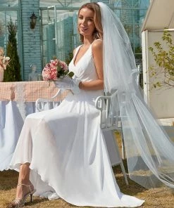 Ever-Pretty US V-Neck High-Low Chiffon Evening Party Dress