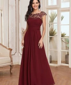 Ever-Pretty US Elegant Lace Cap Sleeve Maxi Long Chiffon Bridesmaid Dress 59 Ever-Pretty US Elegant Lace Cap Sleeve Maxi Long Chiffon Bridesmaid Dress