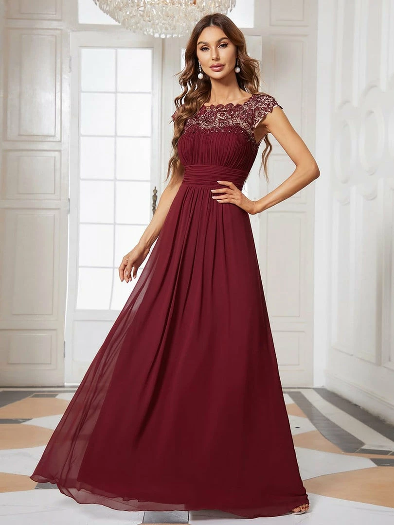 Ever-Pretty US Elegant Lace Cap Sleeve Maxi Long Chiffon Bridesmaid Dress 1 Ever-Pretty US Elegant Lace Cap Sleeve Maxi Long Chiffon Bridesmaid Dress