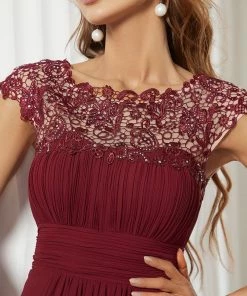 Ever-Pretty US Elegant Lace Cap Sleeve Maxi Long Chiffon Bridesmaid Dress 58 Ever-Pretty US Elegant Lace Cap Sleeve Maxi Long Chiffon Bridesmaid Dress