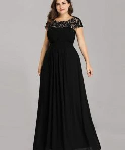 Ever-Pretty US Elegant Maxi Long Lace Bridesmaid Dress With Cap Sleeve Prom Dresses