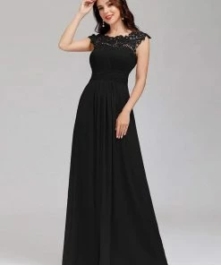 Ever-Pretty US Elegant Maxi Long Lace Bridesmaid Dress With Cap Sleeve Prom Dresses