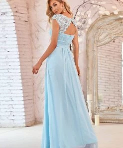 Ever-Pretty US Elegant Lace Cap Sleeve Maxi Long Chiffon Bridesmaid Dress 79 Ever-Pretty US Elegant Lace Cap Sleeve Maxi Long Chiffon Bridesmaid Dress