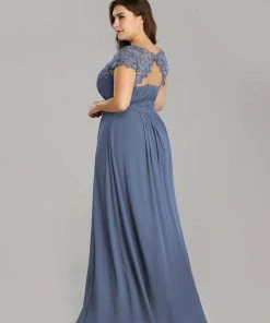 Ever-Pretty US Plus Size Maxi Long Formal Lace Cap Sleeve Evening Dress 106 Ever-Pretty US Plus Size Maxi Long Formal Lace Cap Sleeve Evening Dress