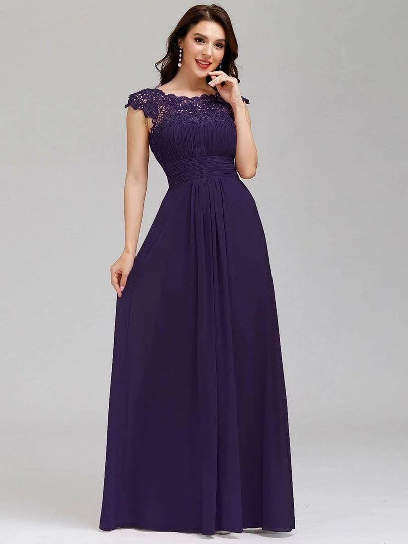 Ever-Pretty US Elegant Lace Cap Sleeve Maxi Long Chiffon Bridesmaid Dress 30 Ever-Pretty US Elegant Lace Cap Sleeve Maxi Long Chiffon Bridesmaid Dress