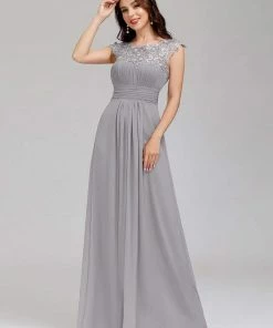 Ever-Pretty US Elegant Lace Cap Sleeve Maxi Long Chiffon Bridesmaid Dress 92 Ever-Pretty US Elegant Lace Cap Sleeve Maxi Long Chiffon Bridesmaid Dress