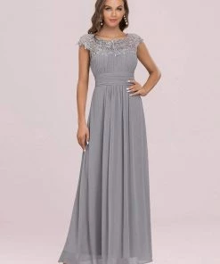 Ever-Pretty US Elegant Lace Cap Sleeve Maxi Long Chiffon Bridesmaid Dress 96 Ever-Pretty US Elegant Lace Cap Sleeve Maxi Long Chiffon Bridesmaid Dress