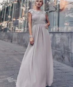 Ever-Pretty US Elegant Lace Cap Sleeve Maxi Long Chiffon Bridesmaid Dress 90 Ever-Pretty US Elegant Lace Cap Sleeve Maxi Long Chiffon Bridesmaid Dress