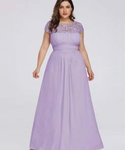 Ever-Pretty US Elegant Maxi Long Lace Bridesmaid Dress With Cap Sleeve Prom Dresses