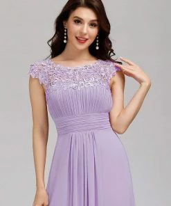 Ever-Pretty US Elegant Maxi Long Lace Bridesmaid Dress With Cap Sleeve Prom Dresses