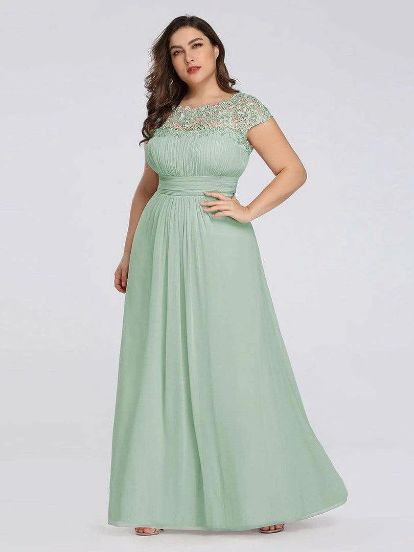 Ever-Pretty US Plus Size Maxi Long Formal Lace Cap Sleeve Evening Dress 55 Ever-Pretty US Plus Size Maxi Long Formal Lace Cap Sleeve Evening Dress