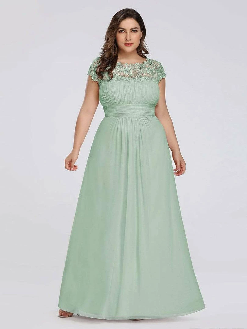 Ever-Pretty US Plus Size Maxi Long Formal Lace Cap Sleeve Evening Dress 56 Ever-Pretty US Plus Size Maxi Long Formal Lace Cap Sleeve Evening Dress